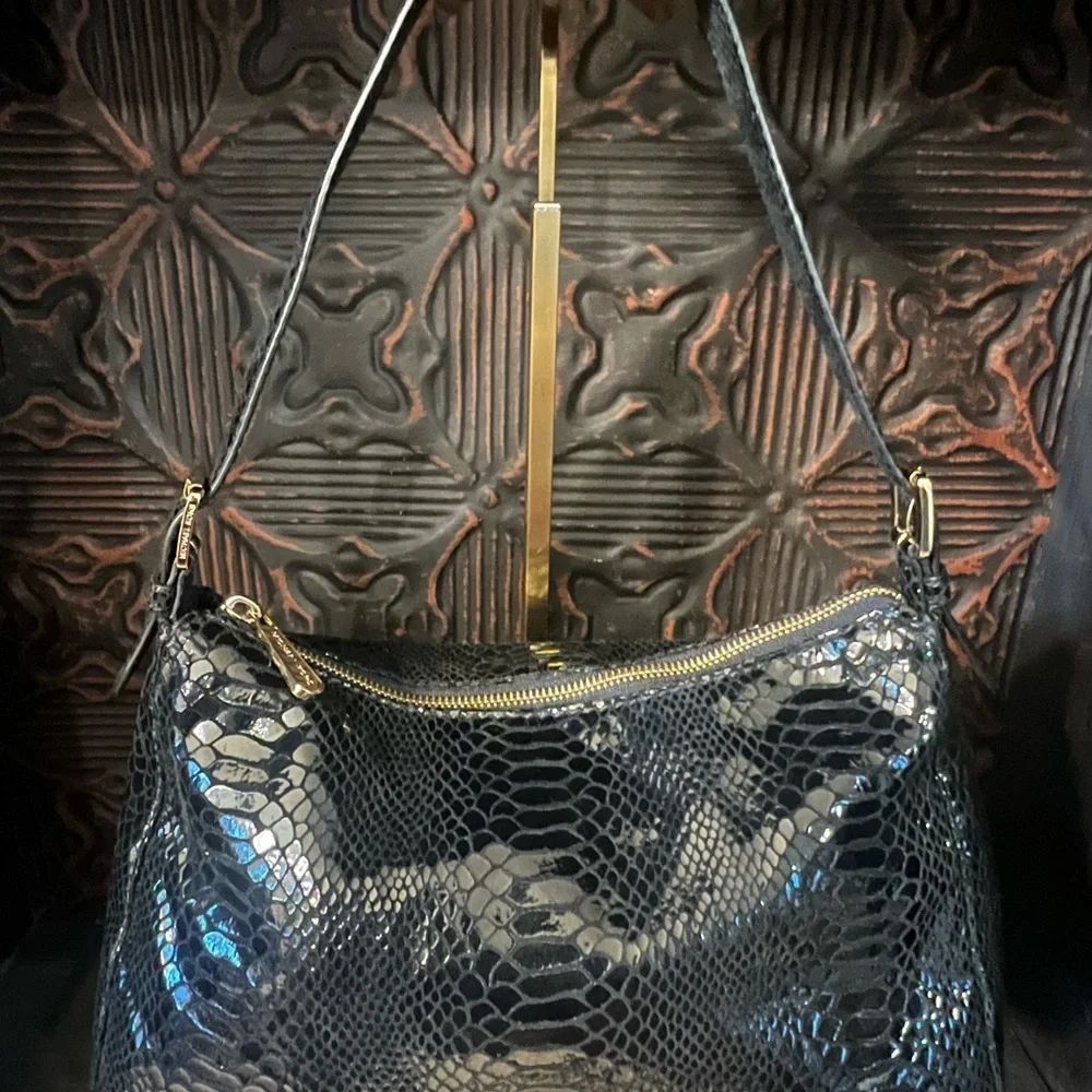 Michael Kors Black Snakeskin Embossed Shoulder Bag NWOT